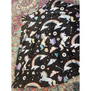 HDE Unicorn Rainbow Skater Skirt Womens‎ Small Black Kawaii Kidcore Mini Skirt